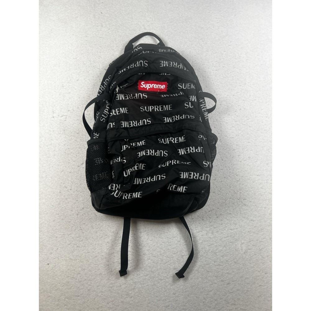 Supreme FW16 3M Reflective Logo Repeat Black Backpack AS IS NEEDS REPAIR